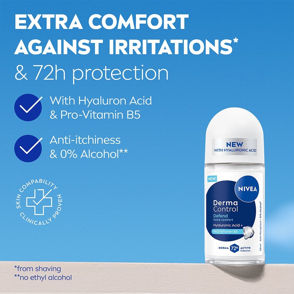Nivea - Derma Control Defend Female Roll-On - 50 Ml