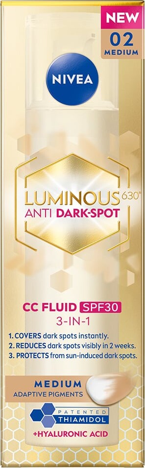 Nivea - Luminous630 Cc Fluid Spf30 3-In-1 Medium - 40 Ml