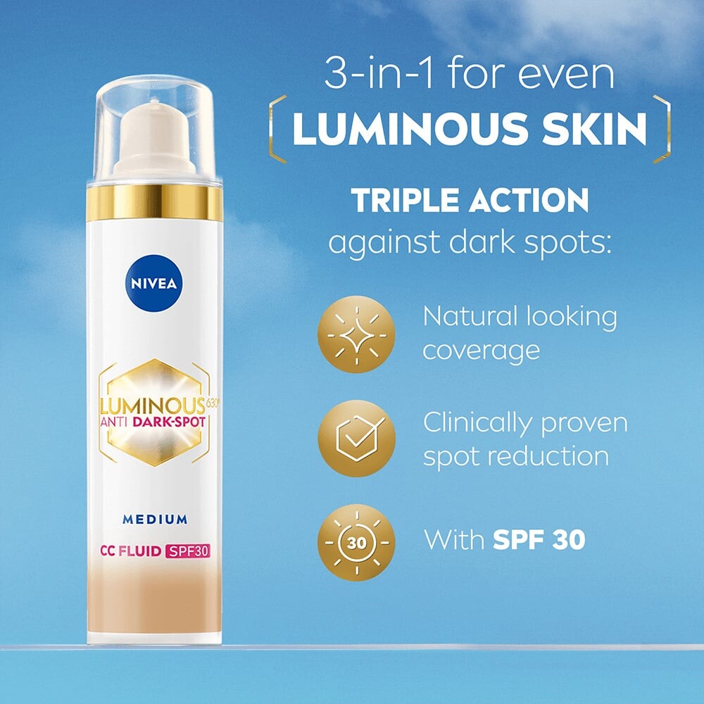 Nivea - Luminous630 Cc Fluid Spf30 3-In-1 Medium - 40 Ml