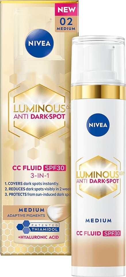 Nivea - Luminous630 Cc Fluid Spf30 3-In-1 Medium - 40 Ml