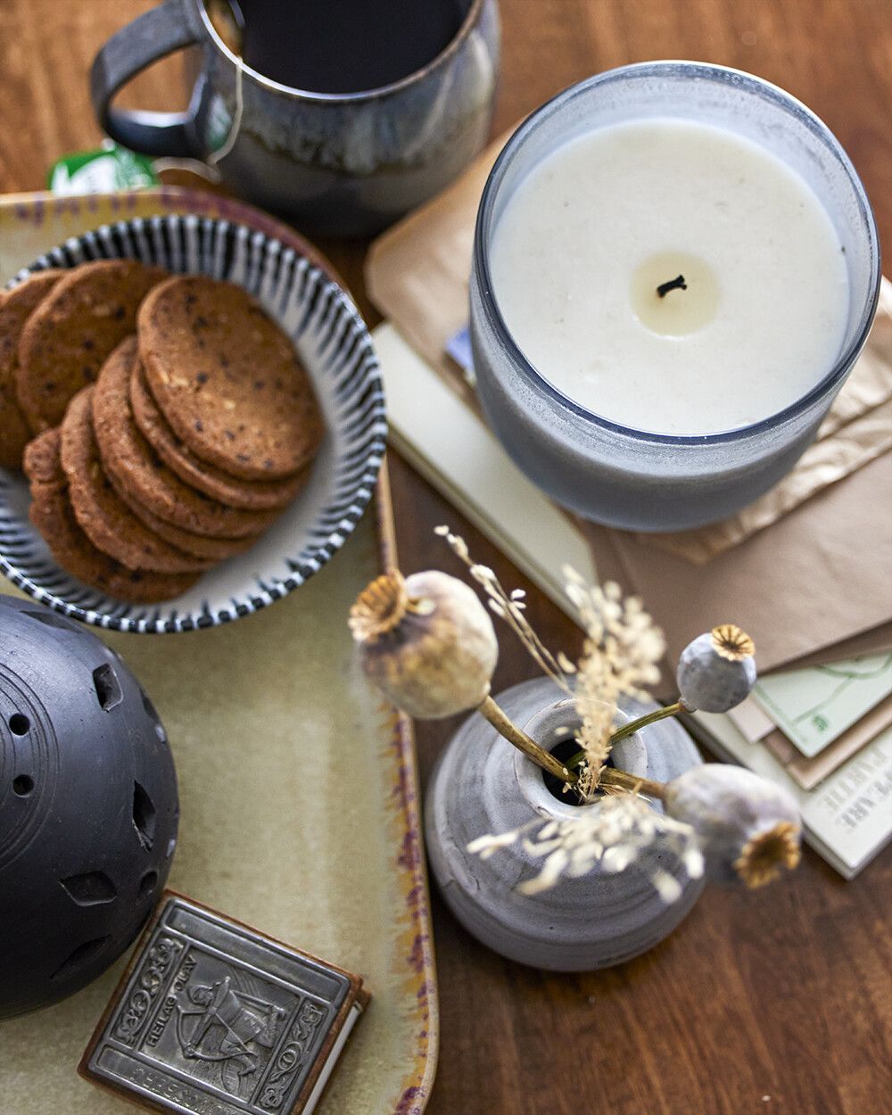 Illume X Bloomingville - No 3 - Santal Fig Duftlys - Blå - Sojavoks