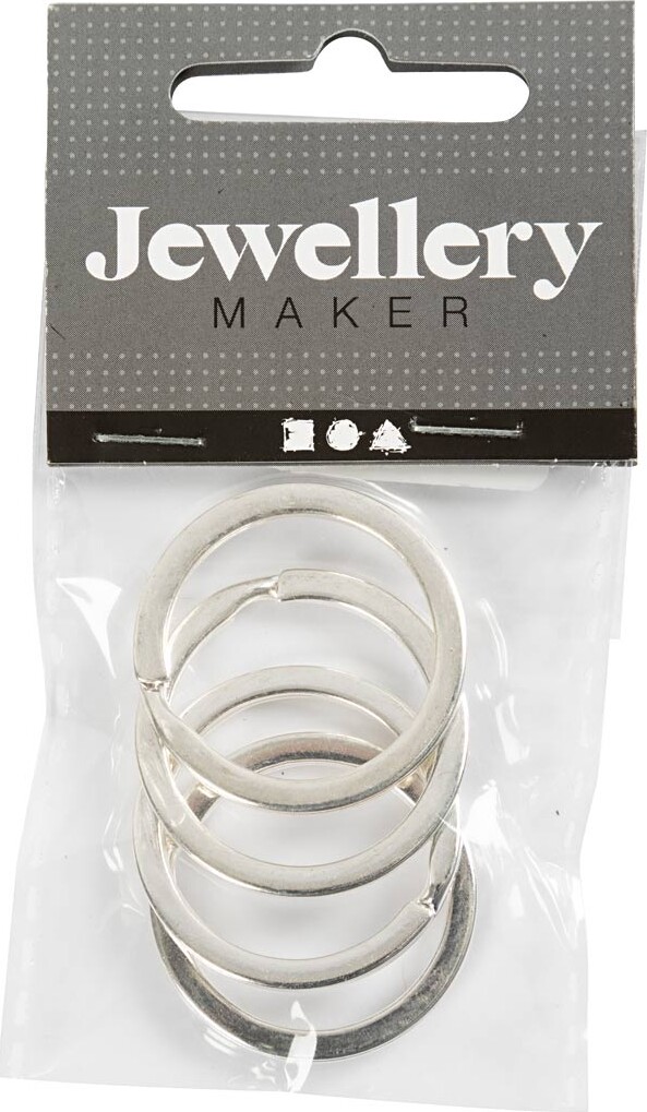 Nøgleringe - Sølv - Splitringe - Ø 28 Mm - 4 Stk