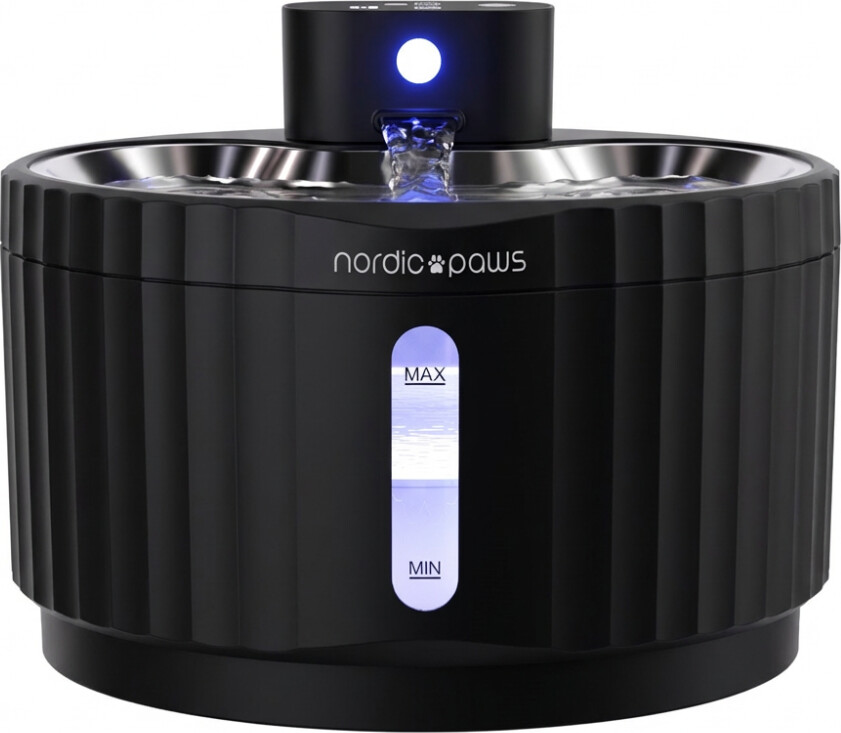 Nordic Paws - Drinking Fountain Glacia - 2 8L Wireless With Sensor - Black