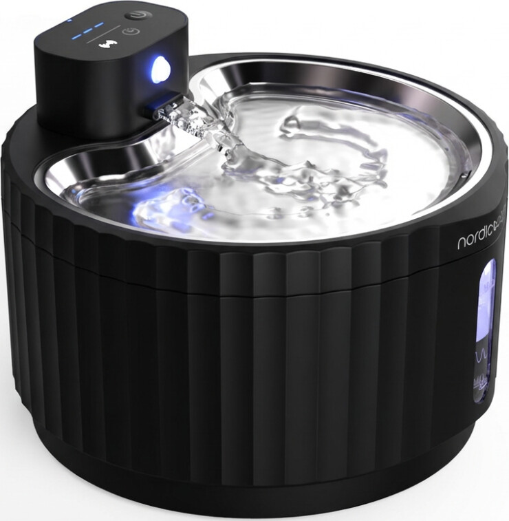 Nordic Paws - Drinking Fountain Glacia - 2 8L Wireless With Sensor - Black