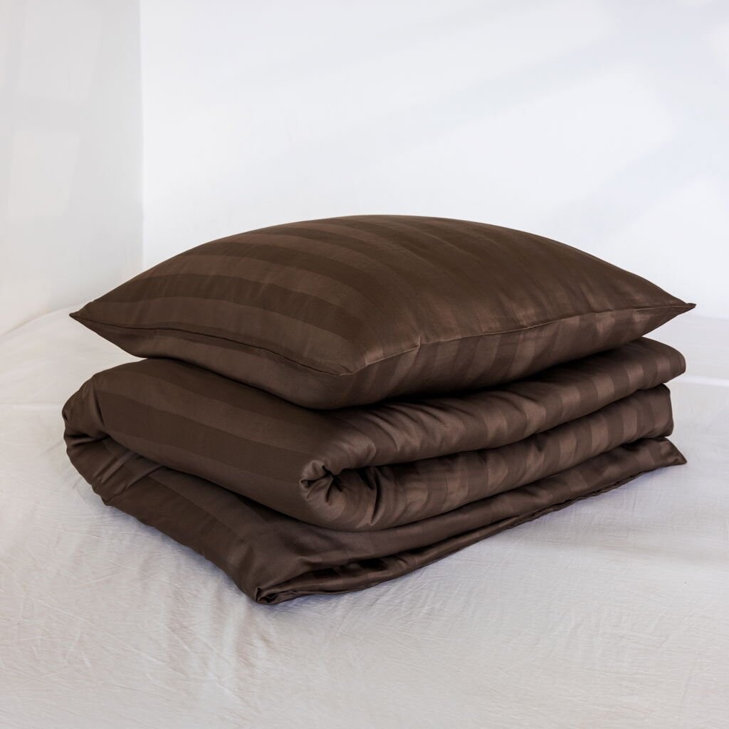 Nordisk - Noel Bambus Satin Sengetøj - Lys Mokka - 140X200 Cm 60X63 Cm