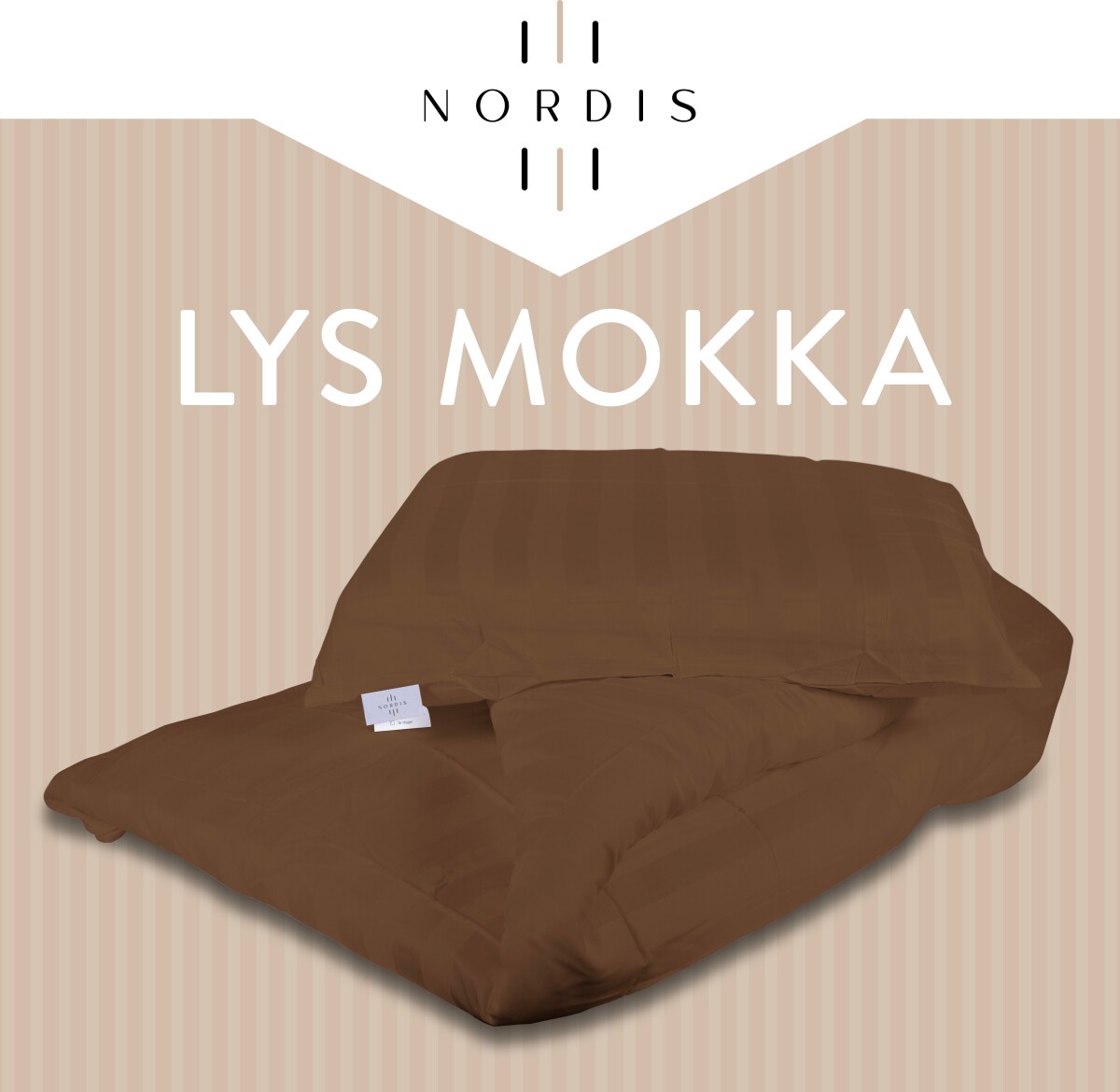 Nordisk - Noel Bambus Satin Sengetøj - Lys Mokka - 140X200 Cm 60X63 Cm