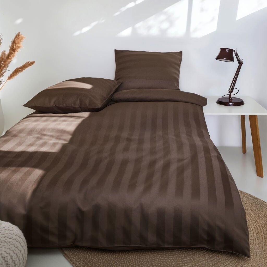 Nordisk - Noel Bambus Satin Sengetøj - Lys Mokka - 140X200 Cm 60X63 Cm