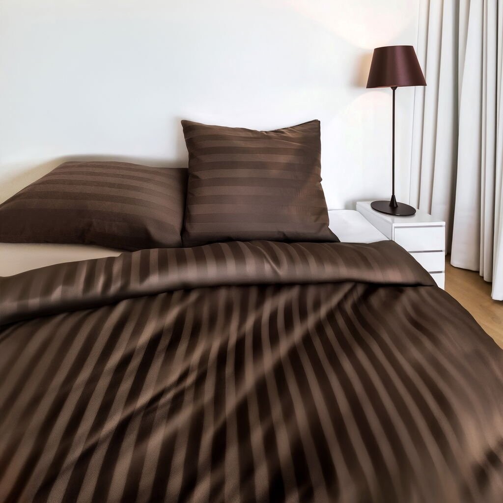 Nordisk - Noel Bambus Satin Sengetøj - Lys Mokka - 140X200 Cm 60X63 Cm