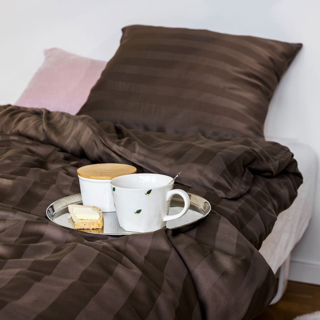 Nordisk - Noel Bambus Satin Sengetøj - Lys Mokka - 140X200 Cm 60X63 Cm