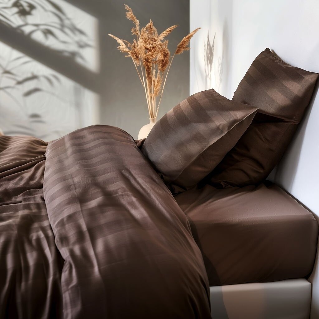 Nordisk - Noel Bambus Satin Sengetøj - Lys Mokka - 140X200 Cm 60X63 Cm