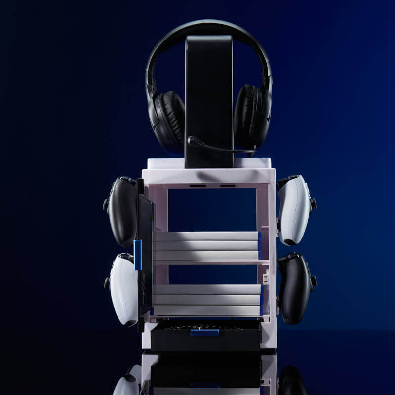 Numskull - Ps5 Spil Holder - Controller Headset Stand - Sort Hvid