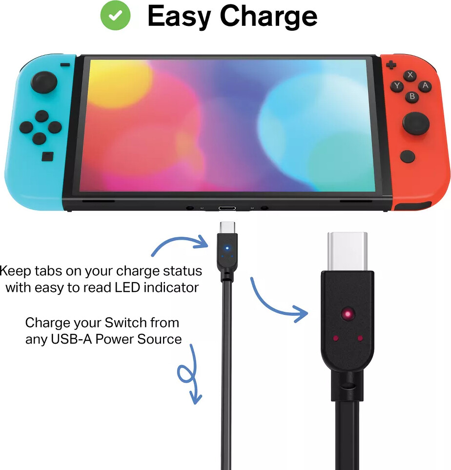 Nyko Charge Link For Nintendo Switch Switch Lite And Switch Oled In Black -