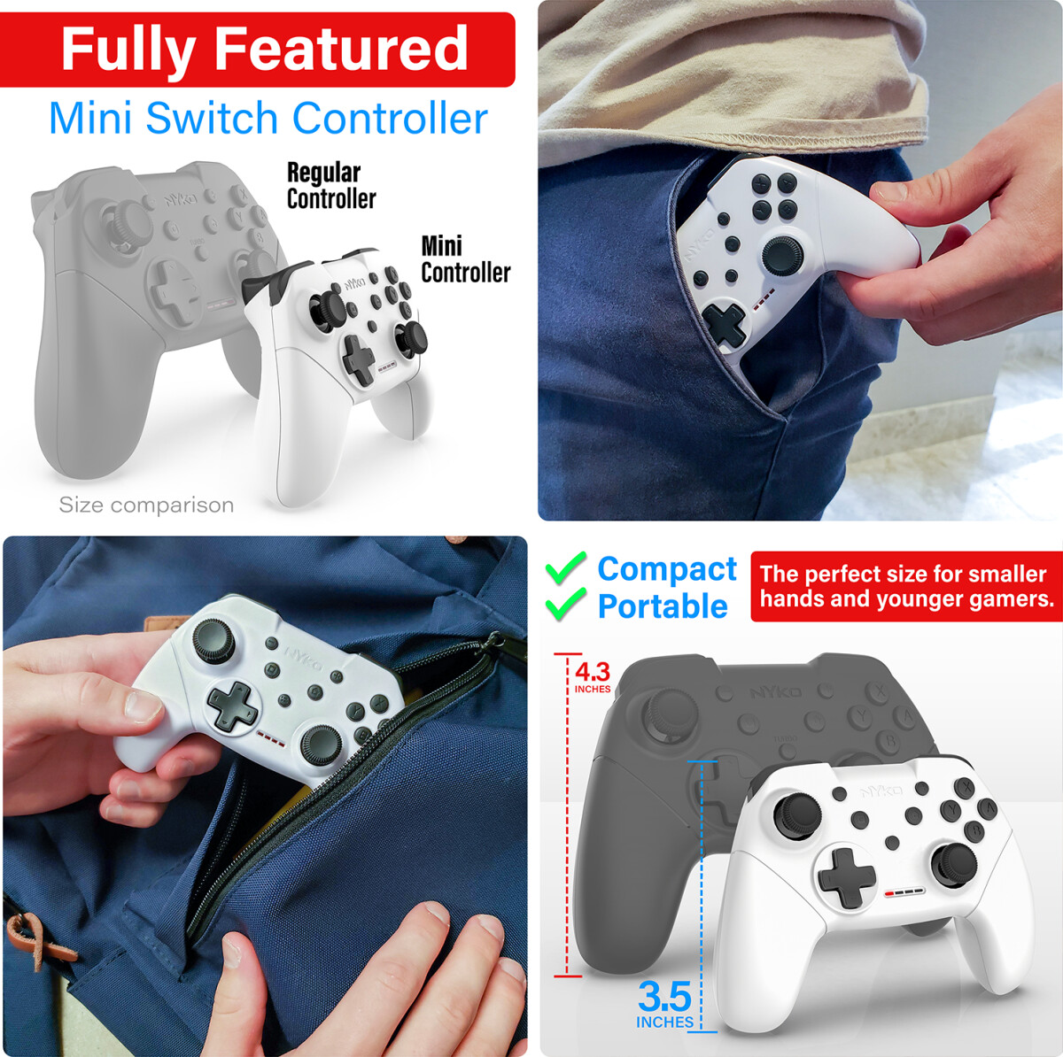 Nyko Mini Wireless Core Controller - White For Switch