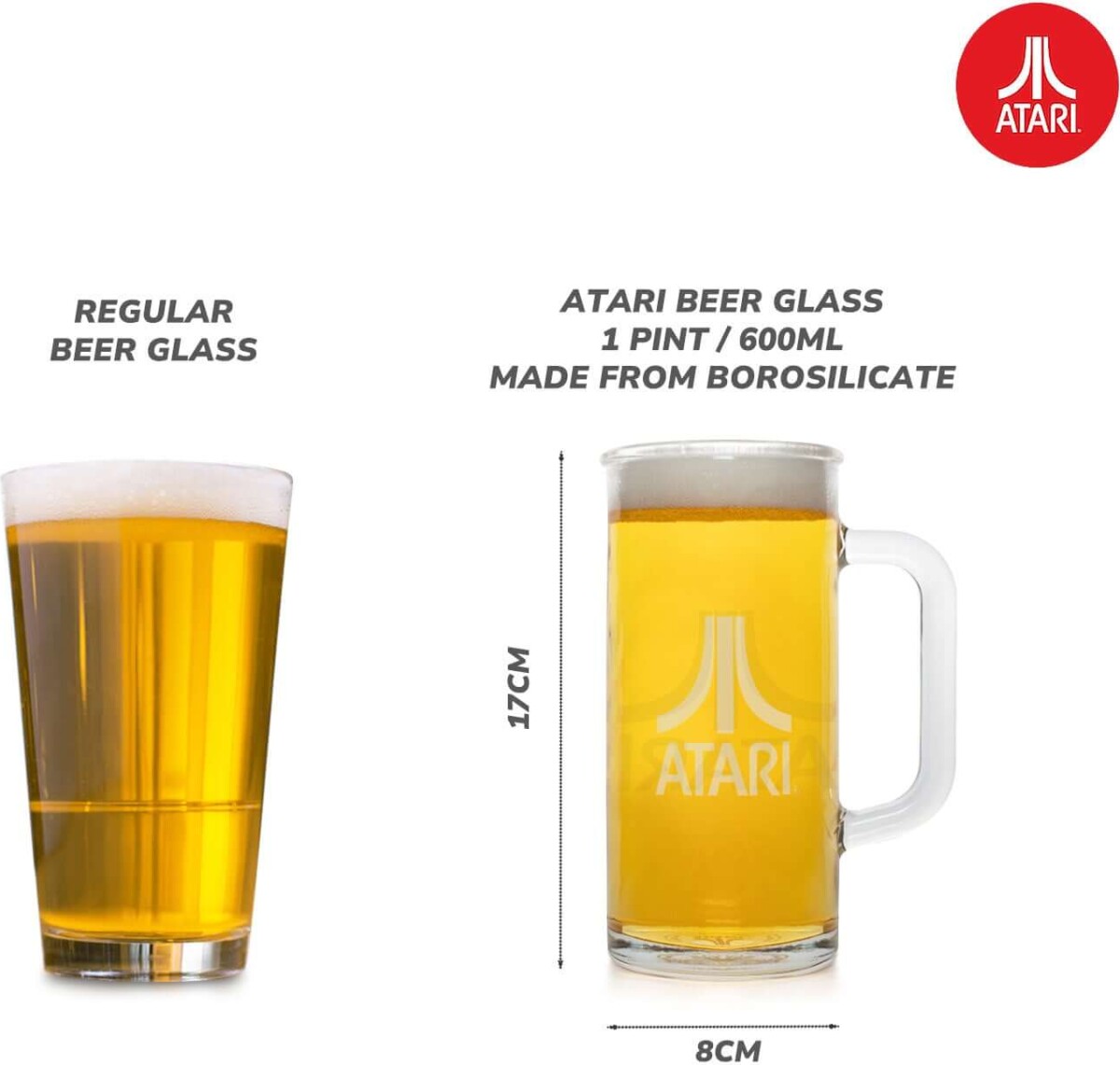 Official Atari Beer Glass - 1 Pint 600Ml