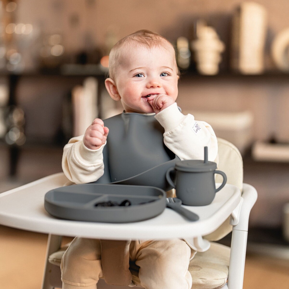 Oh - Silikone Baby Måltidssæt Med 6 Dele
