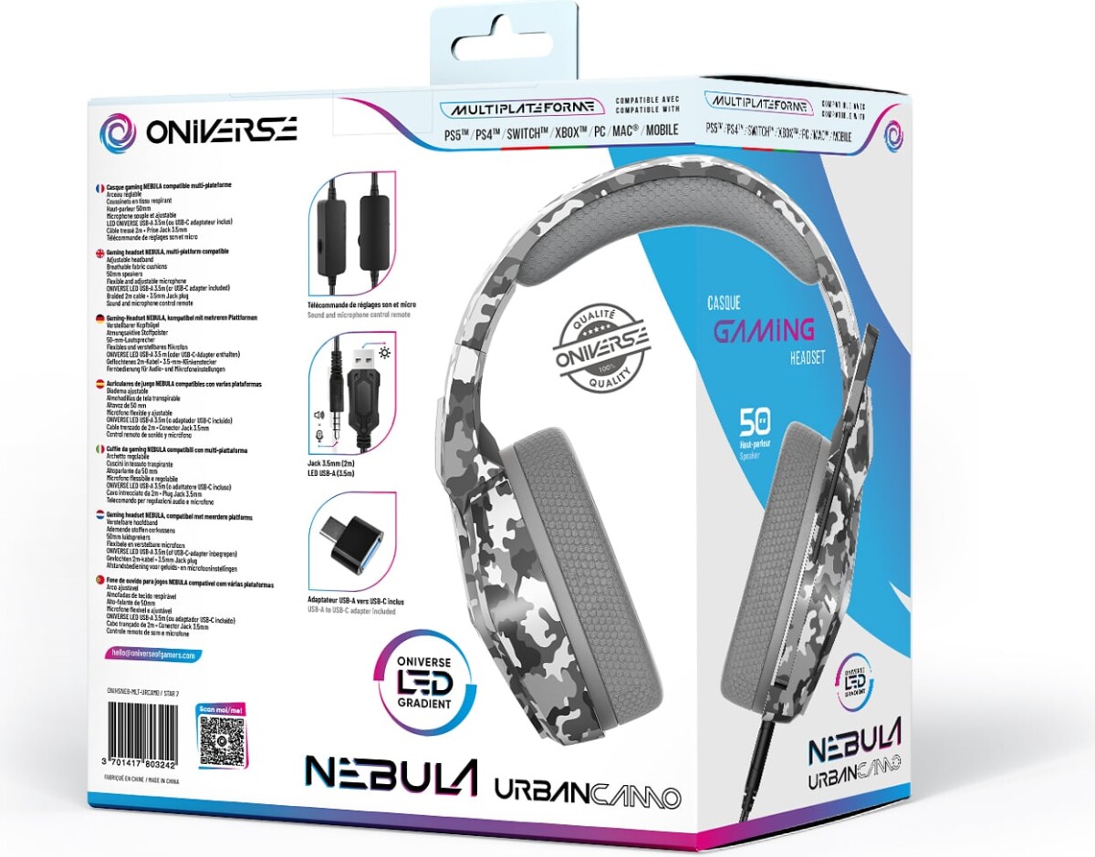 Oniverse Casque Gaming Nebula - Urban Camo