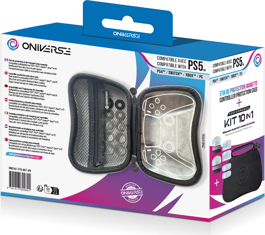 Oniverse Controller Case With 10 Accessories 4 Rings 6 Silicon Cap - Grey