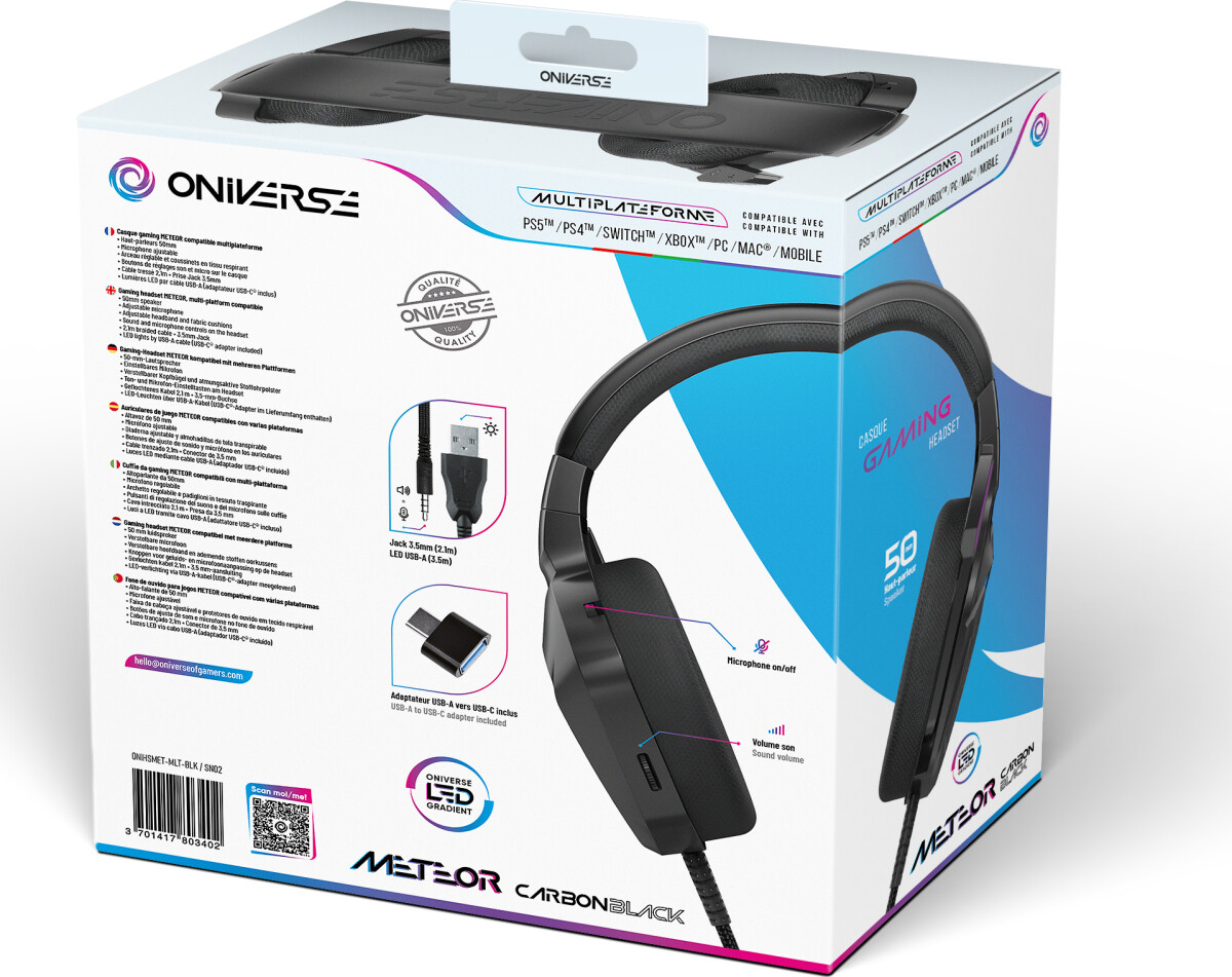 Oniverse Gaming Headset Meteor - Carbon Black