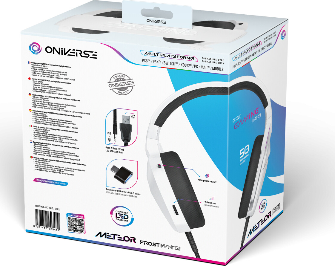 Oniverse Gaming Headset Meteor - Frost White