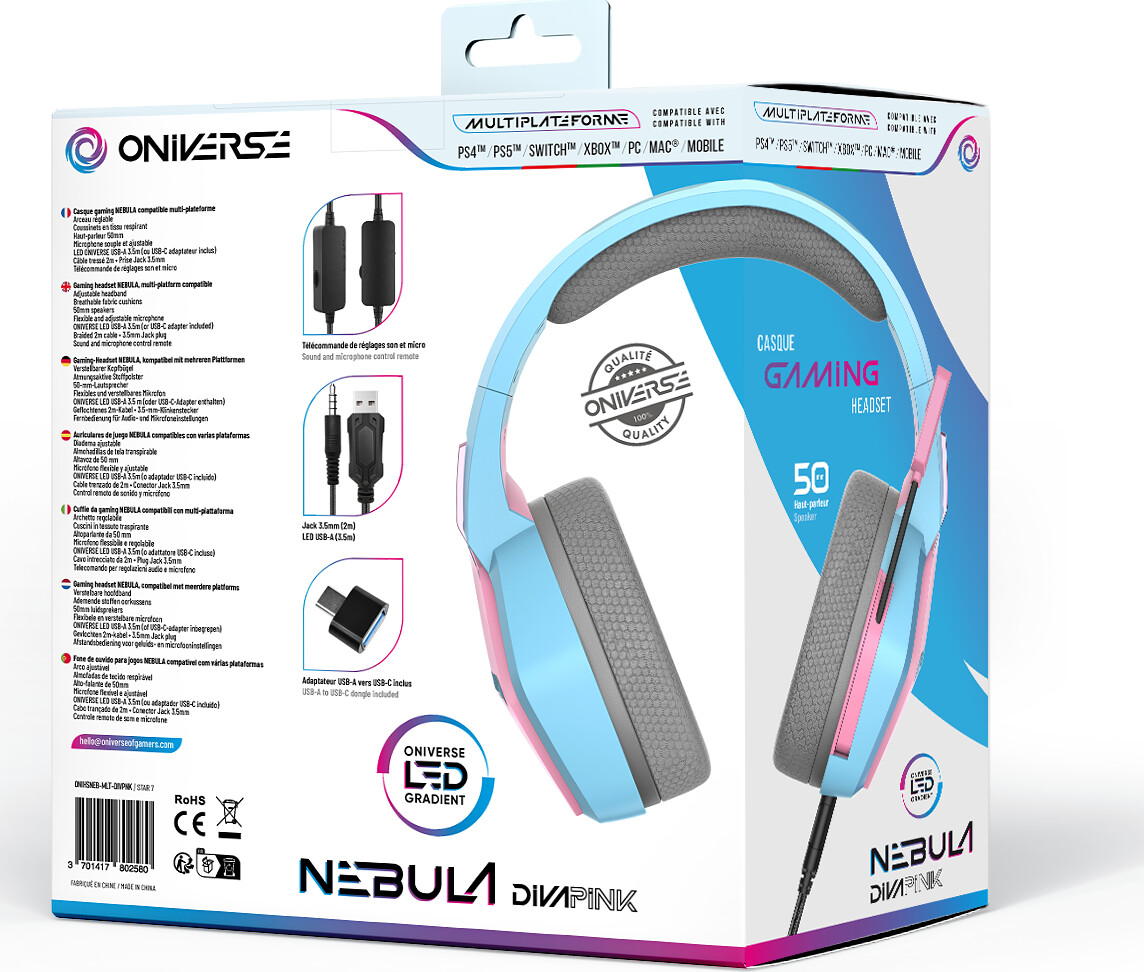 Oniverse Gaming Headset Nebula - Diva Pink