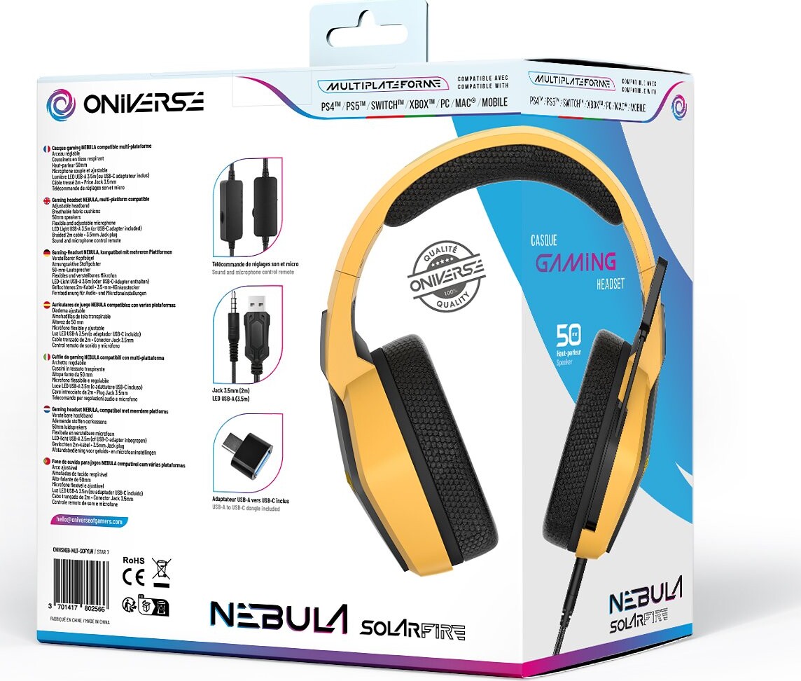 Oniverse Gaming Headset Nebula - Solarfire Yellow