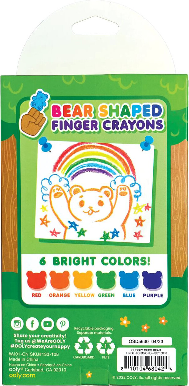 Ooly - Farvekridt 6 Stk - Cuddly Cubs Bear