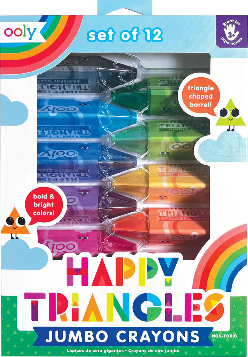 Ooly - Jumbo Farvekridt 12 Stk - Happy Triangles