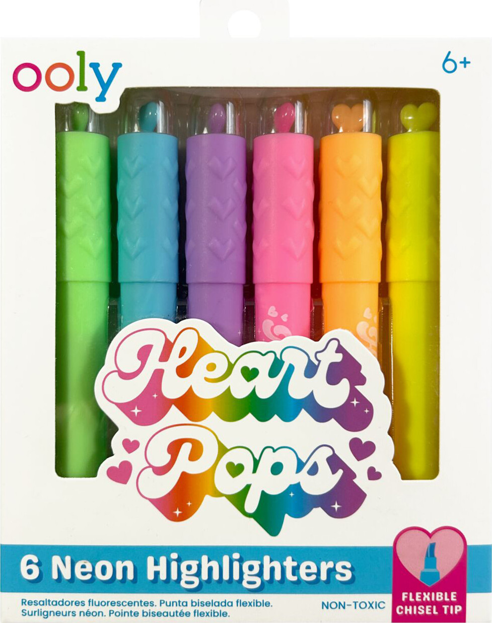 Ooly - Overstregningstusser 6 Stk - Heart Pops Neon