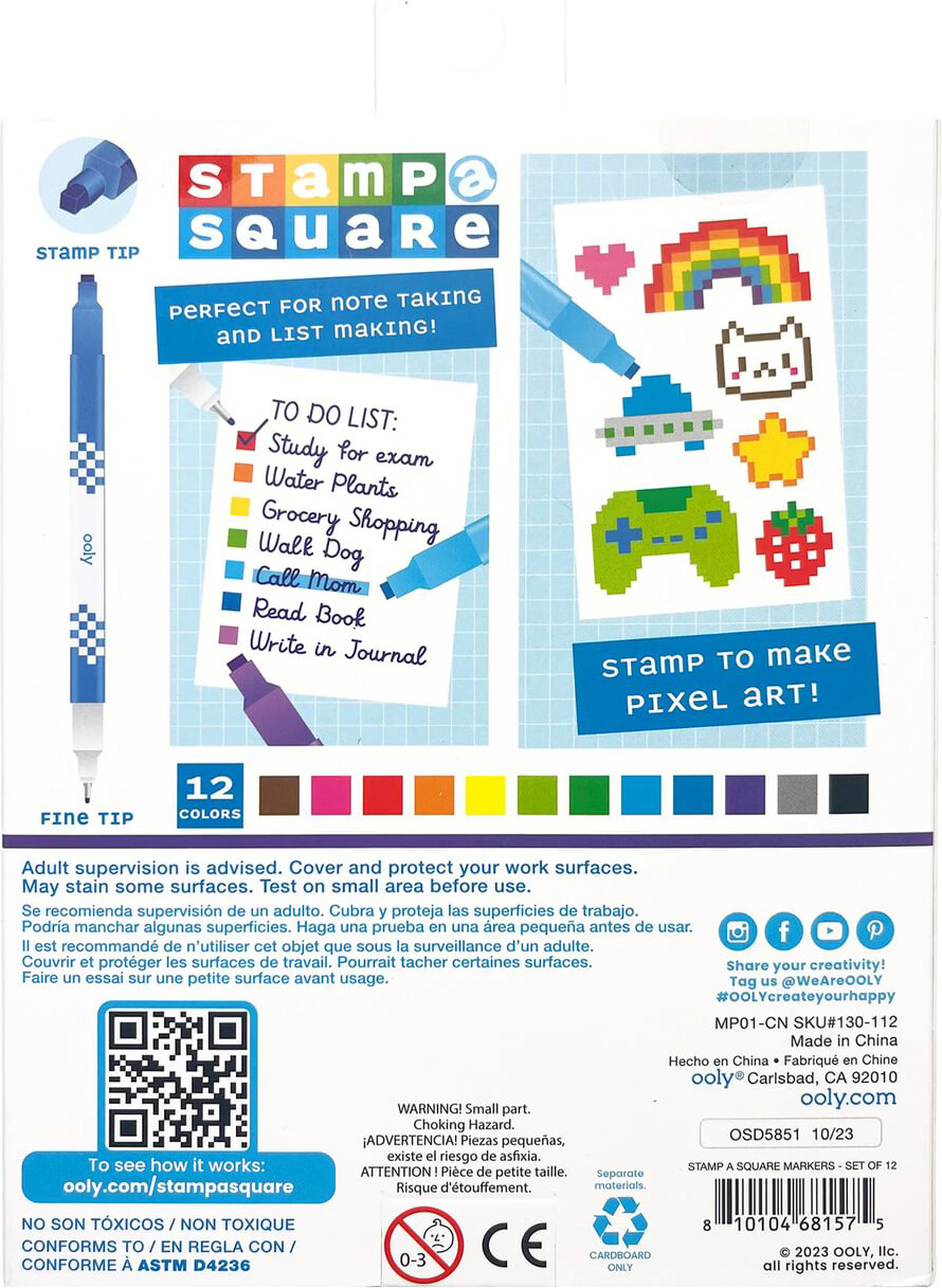 Ooly - Tusser 12 Stk - Dobbeltsidet - Stamp A Square