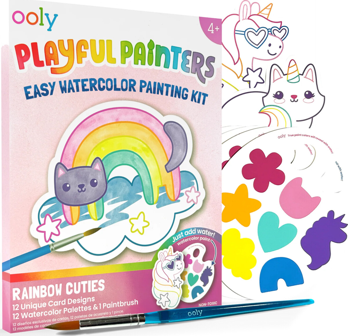 Ooly - Vandfarve Sæt - Rainbow Cuties - Playful Painters