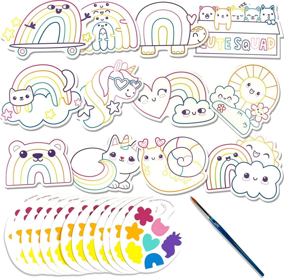 Ooly - Vandfarve Sæt - Rainbow Cuties - Playful Painters
