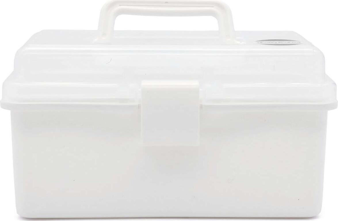 Sortimentskasse Med Indsats - Hvid Og Klar Plast - 20X10X10 Cm