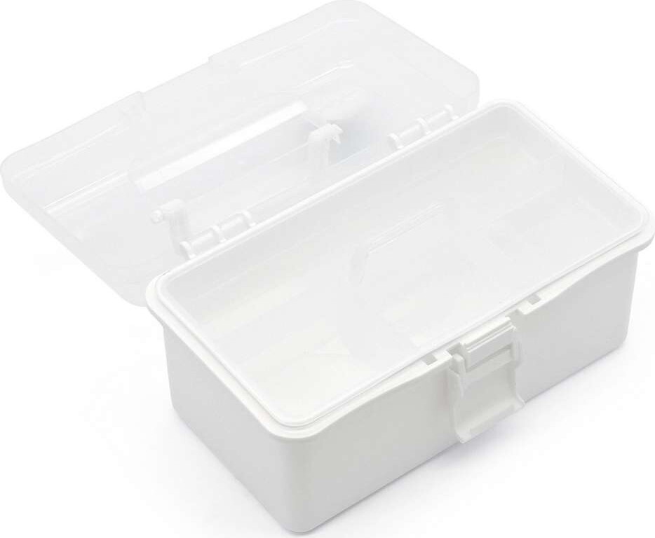 Sortimentskasse Med Indsats - Hvid Og Klar Plast - 20X10X10 Cm