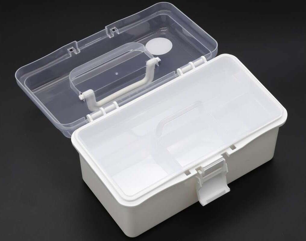 Sortimentskasse Med Indsats - Hvid Og Klar Plast - 20X10X10 Cm