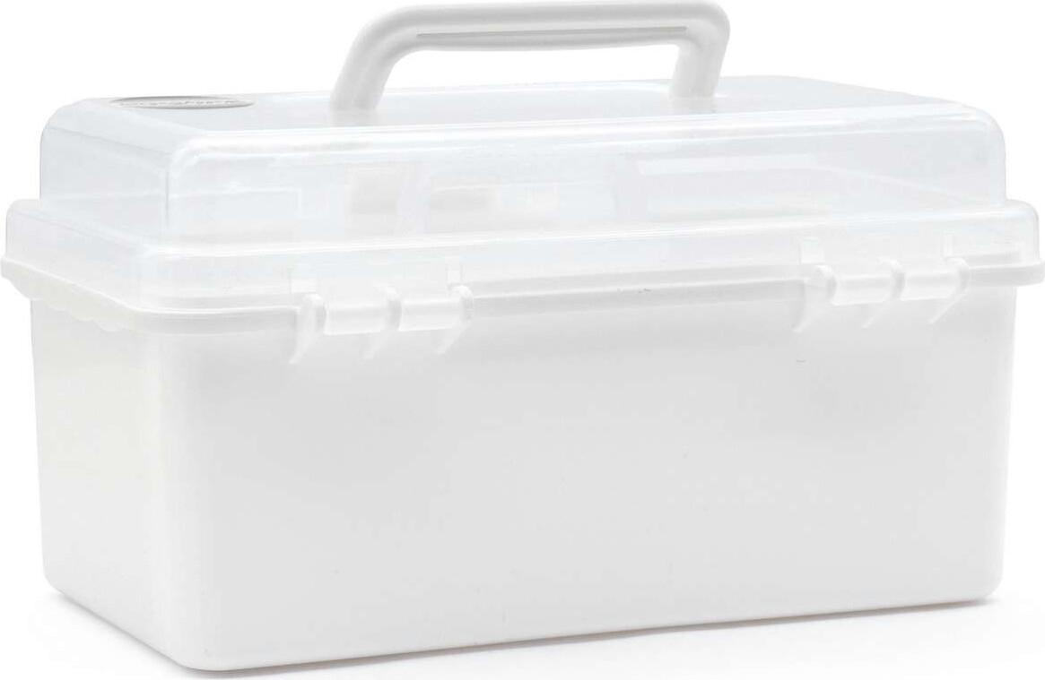 Sortimentskasse Med Indsats - Hvid Og Klar Plast - 20X10X10 Cm