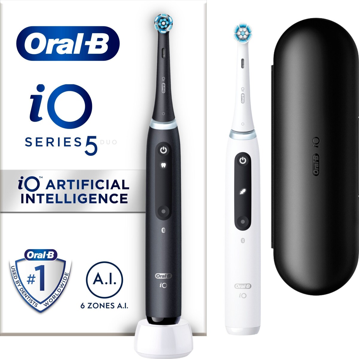 Køb Oral-b - Io5 Duo Pakke Sort Ucb & Hvid Sc Elektriske Tandbørster ...