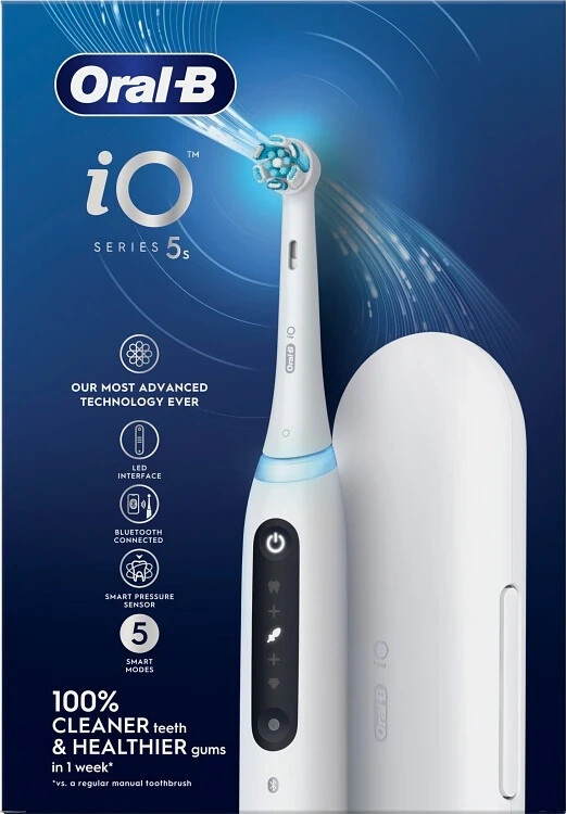 Oral B - Io5 Elektrisk Tandbørste - Hvid - 1 Børste Hoved Rejseetui