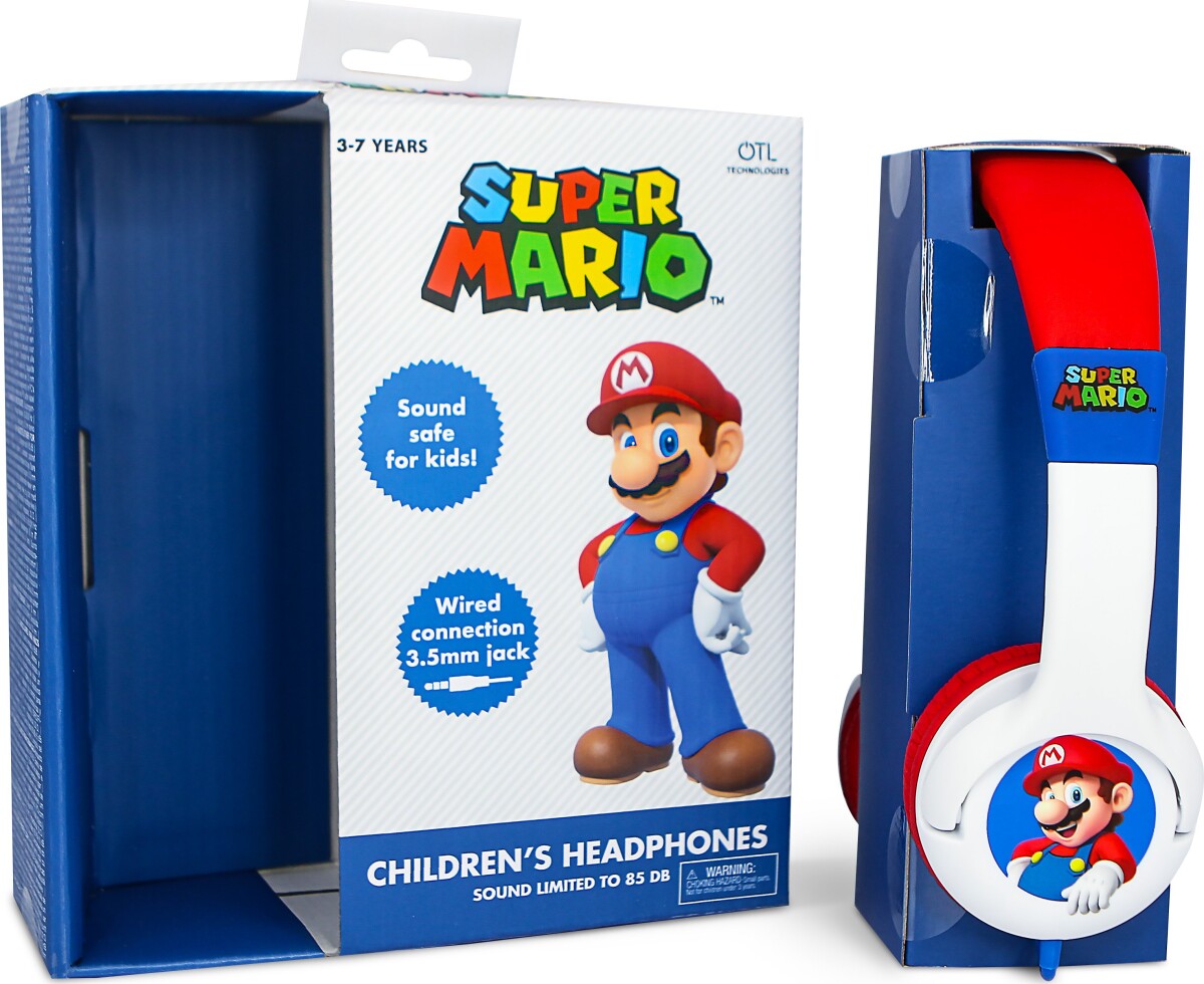 Super Mario - Høretelefoner Til Børn - Hvid - 85 Db