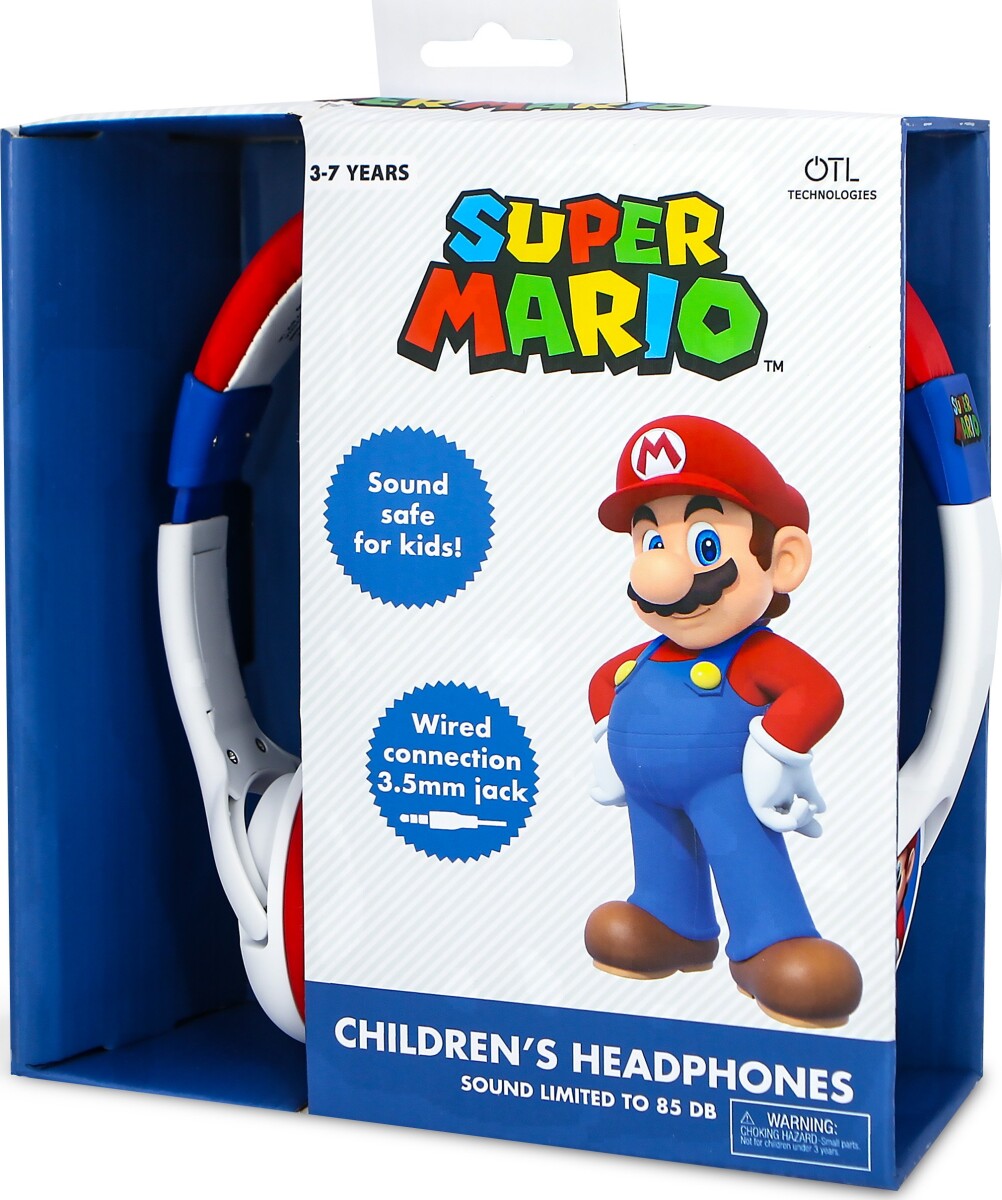 Super Mario - Høretelefoner Til Børn - Hvid - 85 Db