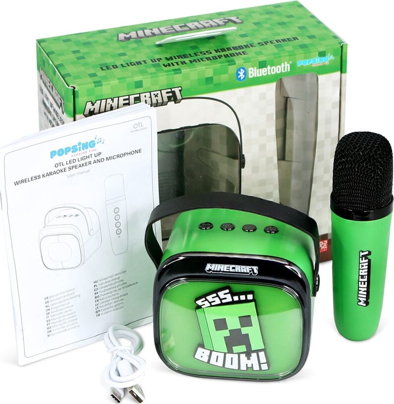 Otl - Light Up Wireless Karaoke Speaker W Microphone - Minecraft