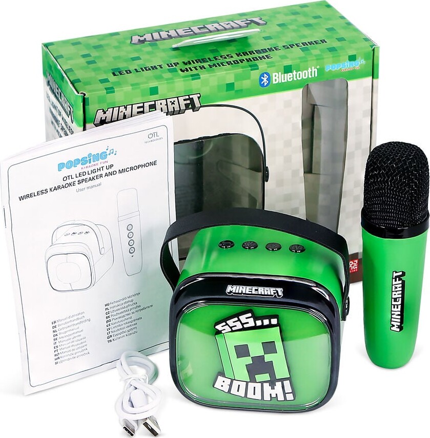 Otl - Light Up Wireless Karaoke Speaker W Microphone - Minecraft