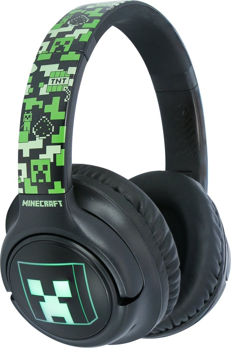 Minecraft - Trådløse Høretelefoner Med Lys Til Børn - Sort