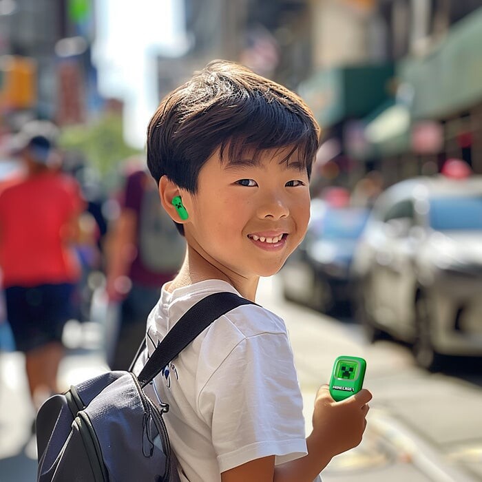 Minecraft - True Wireless Earbuds Høretelefoner Til Børn - Grøn