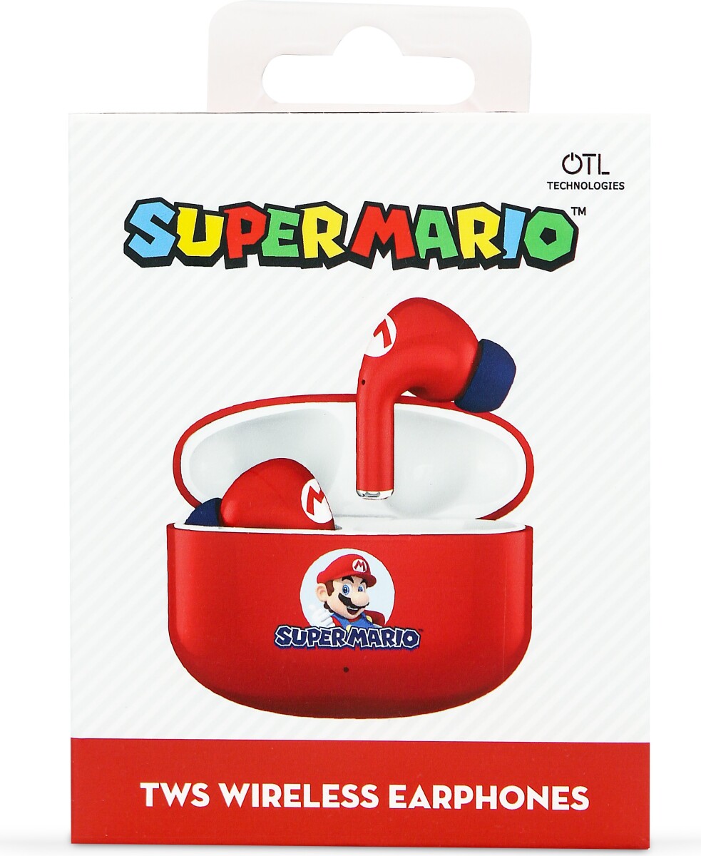 Super Mario - True Wireless Earbuds Høretelefoner Til Børn - Rød