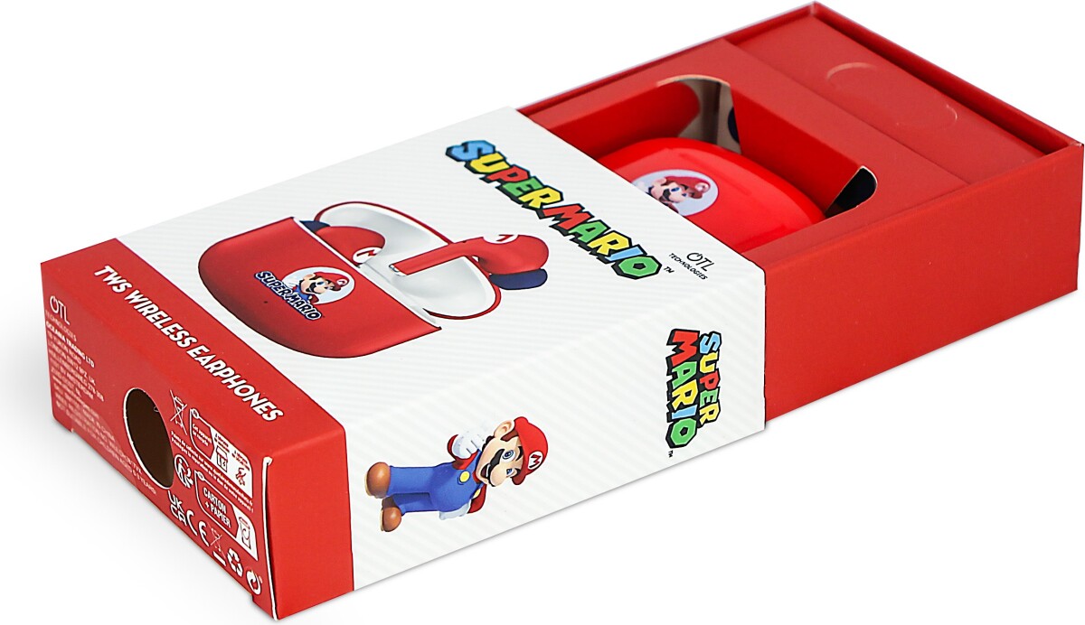 Super Mario - True Wireless Earbuds Høretelefoner Til Børn - Rød