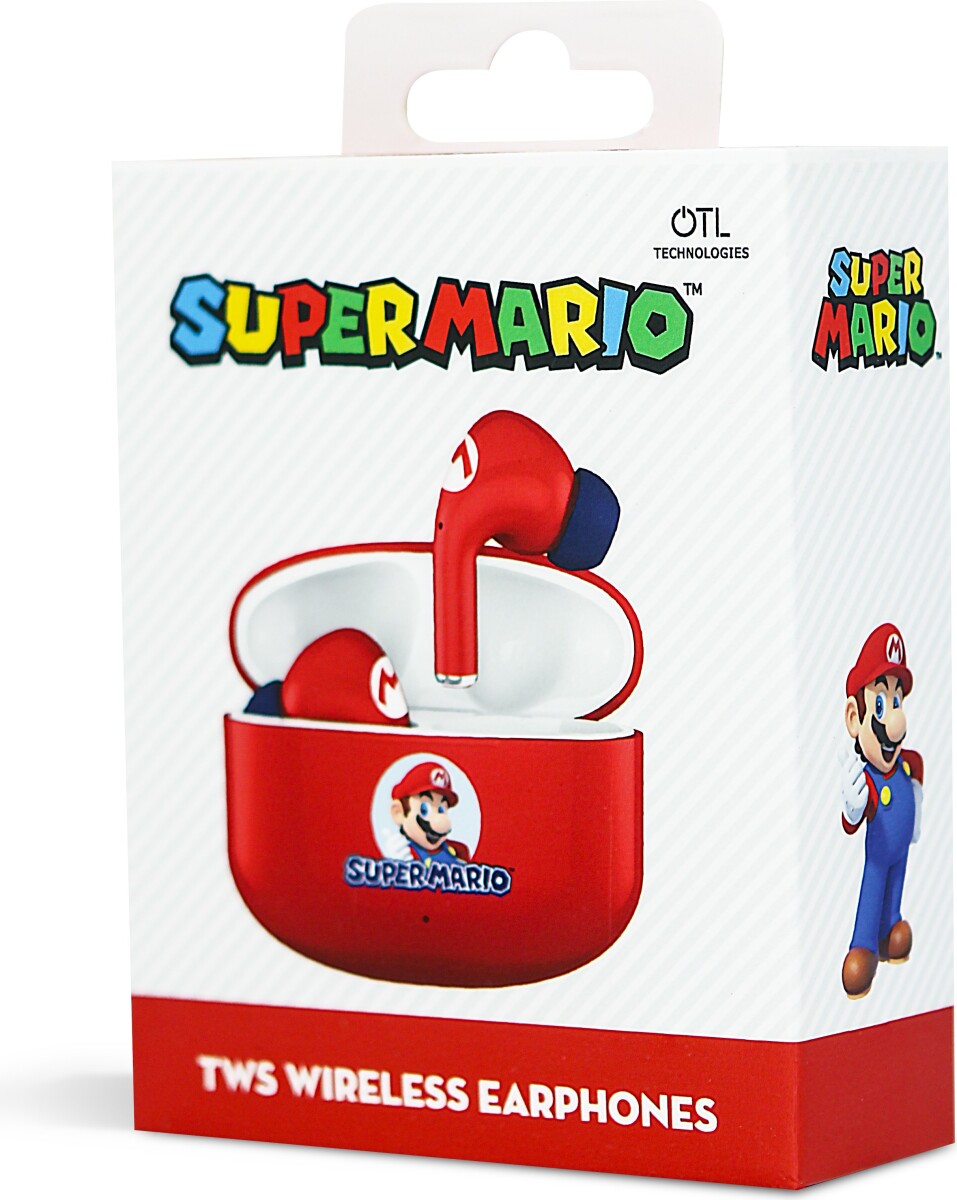 Super Mario - True Wireless Earbuds Høretelefoner Til Børn - Rød