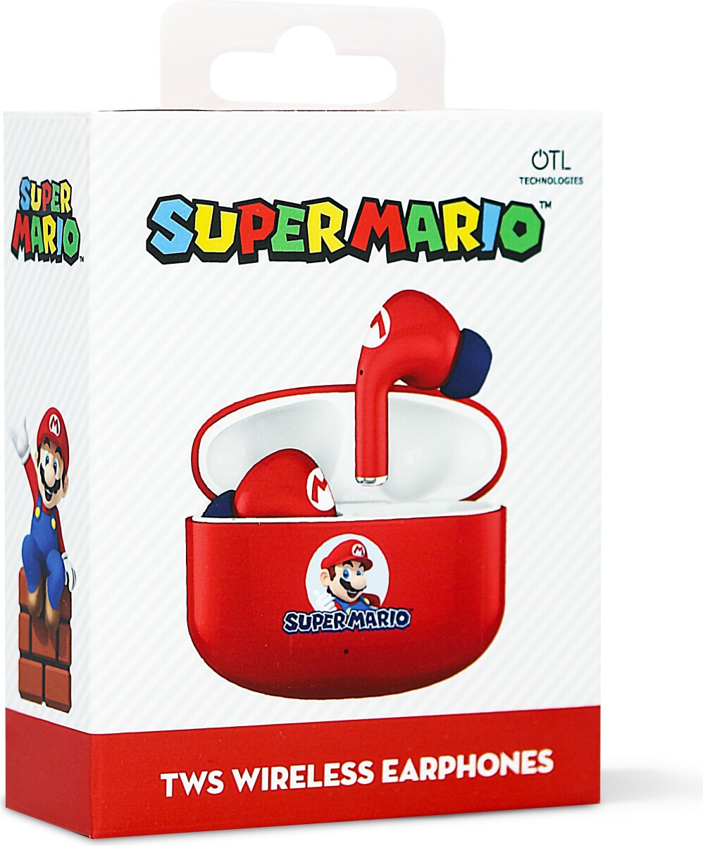 Super Mario - True Wireless Earbuds Høretelefoner Til Børn - Rød