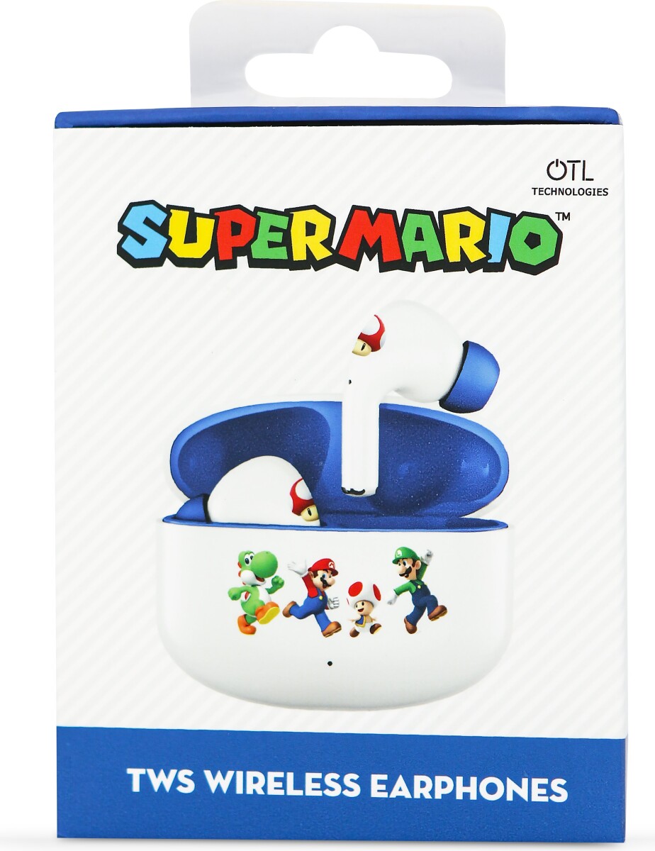 Super Mario - True Wireless Earbuds Høretelefoner Til Børn - Hvid