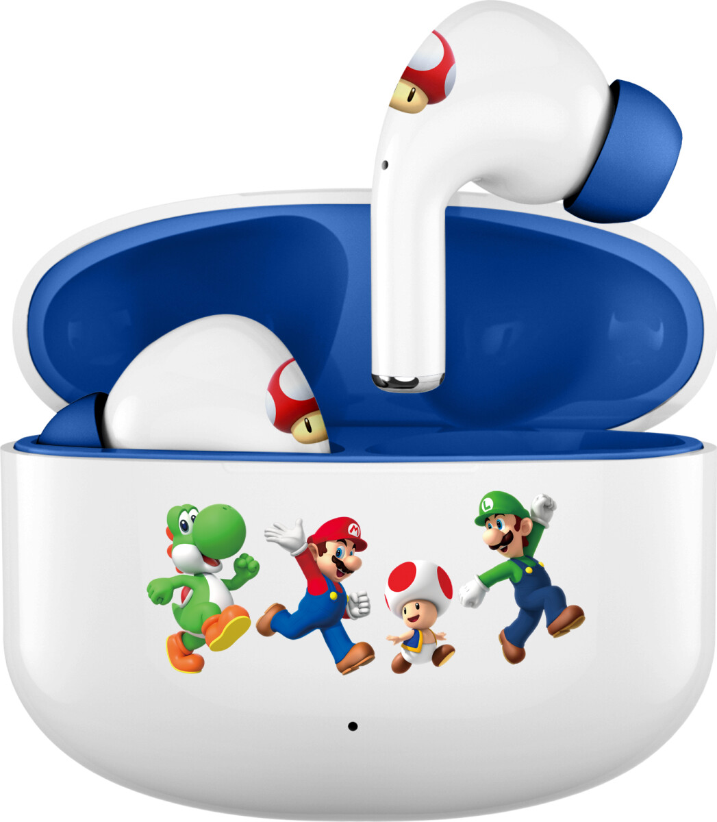 Super Mario - True Wireless Earbuds Høretelefoner Til Børn - Hvid