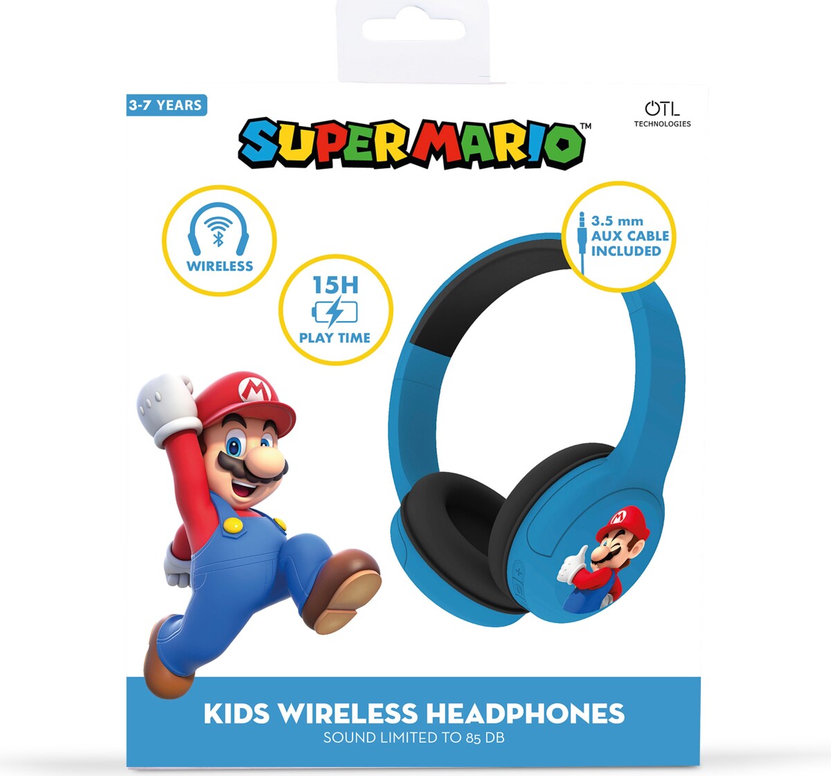 Super Mario - Trådløse Høretelefoner Til Børn - Blå